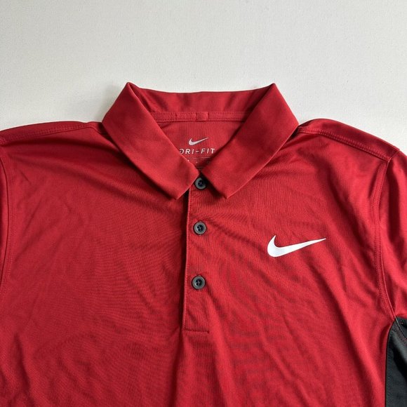 Nike Dri-Fit Chest Swoosh‎ Gym Red Golf Polo T-Shirt Size Adult Small Active - Picture 5 of 9